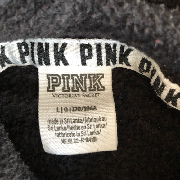 Pink Crop Sweatshirt Black hoodie long sleeve cozy comfy trendy sz S - Picture 2 of 4